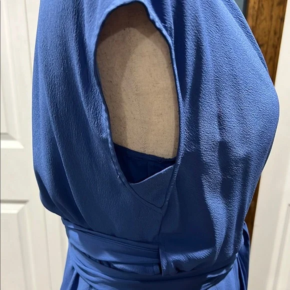 MM Lafleur Blue Wrap Tie Front Sheath Dress - Picture 5 of 8